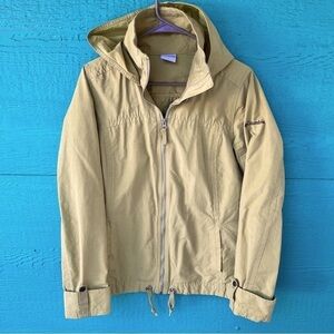 COLUMBIA LIGHTWEIGHT LONG RAIN JACKET SIZE LARGE LIGHT GREEN